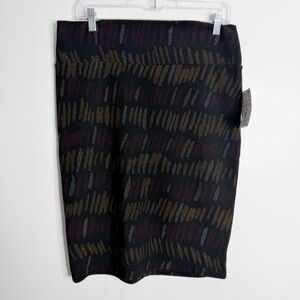 NWT Lularoe Cassie Skirt Black Multi XL Stretch Casual Edgy Dark Academia